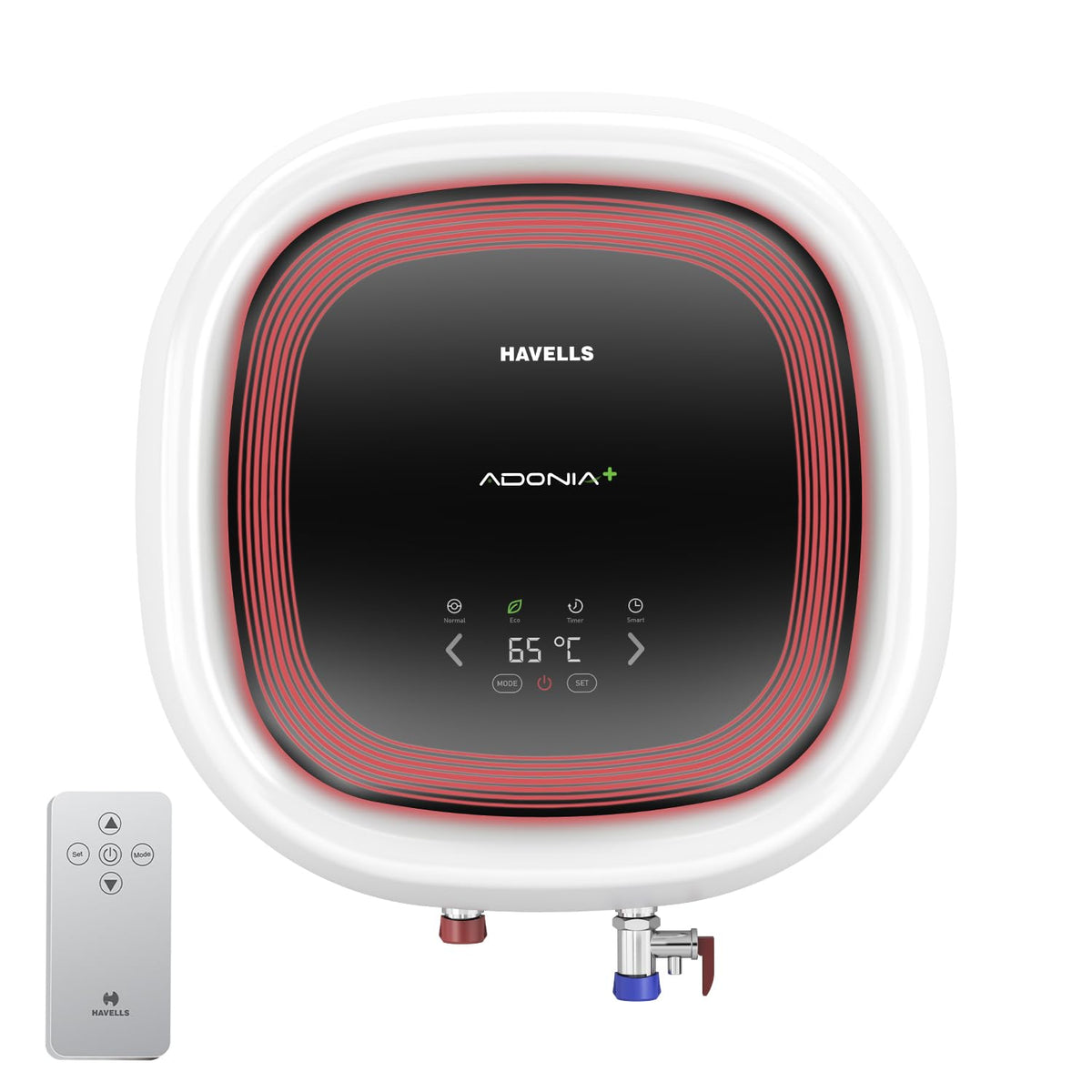 Havells Adonia Plus 25 Litre Storage Water Heater | Faster heating, Glass Coated Tank, Incoloy Glass Coated Heating Element | (Free Flexi Pipes, Installation, &amp; Shock Safe Plug) With Remote | (White)