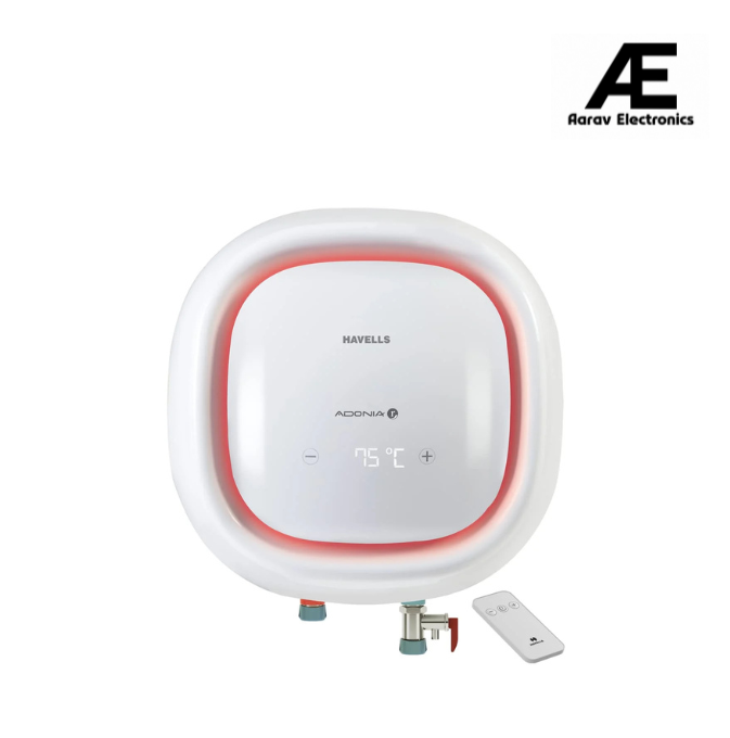 Havells Adonia R 15 Litre Storage Water Heater(Geyser)| Temp. Sensing LED Indicator|Digital Display| Remote Control|5 Star|Warranty:7 Year on Tank |With Shock safe Plug| Free Installation&amp; Flexi Pipes