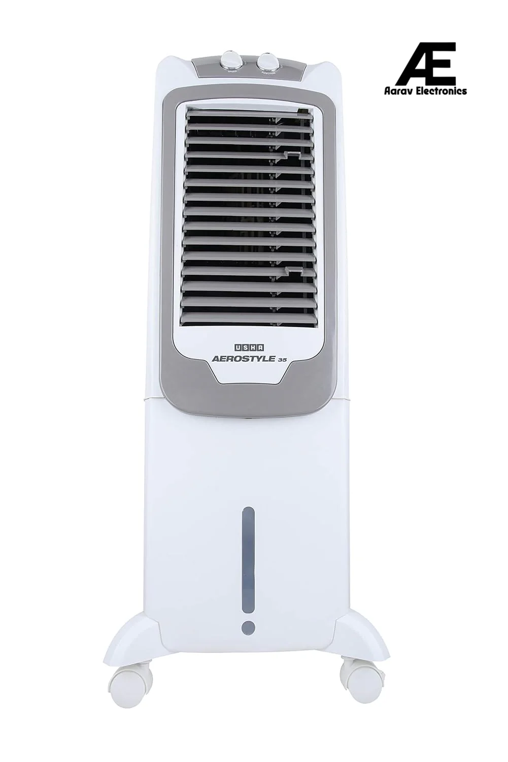 USHA Aerostyle Electronic 25L Tower Air Cooler (25AST1) – 1400 m³/h Air Delivery, 6m Air Throw, Remote Control, Honeycomb Pads, Ice Chamber & Humidity Control