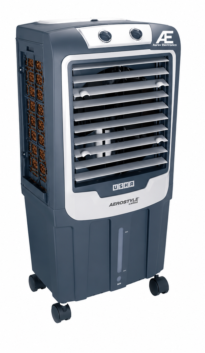 USHA Aerostyle Breeze 35 Air Cooler – 35L, 30cm Fan Blade, Powerful 10m Air Throw, Honeycomb Pads, Ice Chamber, Dust-Free Louvers