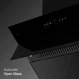 KAFF ALBURY DHC 90 90 cm Filterless Auto Clean Kitchen Chimney with 1420 m³/hr Suction, Twin Motor, Touch & Gesture Control, Clock Display – Black (open box / without box)