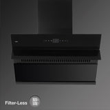 KAFF ALBURY DHC 90 90 cm Filterless Auto Clean Kitchen Chimney with 1420 m³/hr Suction, Twin Motor, Touch & Gesture Control, Clock Display – Black (open box / without box)