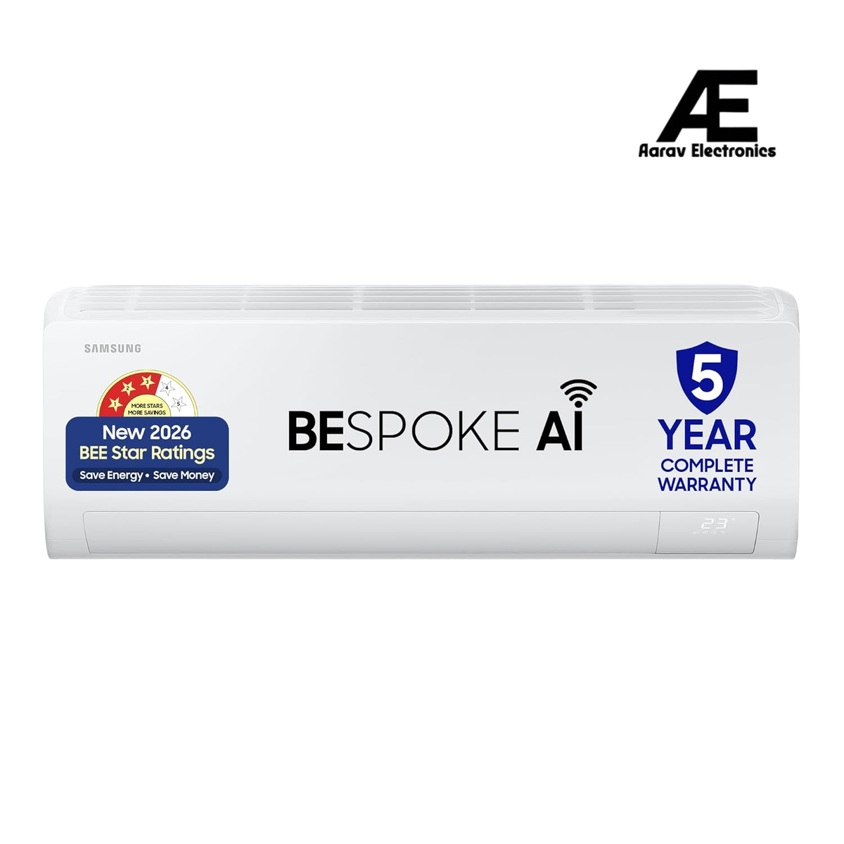 Samsung 1.5 Ton 3 Star Bespoke AI Inverter Smart Split AC (2026 Model, WiFi, Energy Saving, Voice Control, Powerful Cooling, Copper, Digital Inverter, 4 Way swing, 5 Step Convertible, AR50H18D13HNNA)