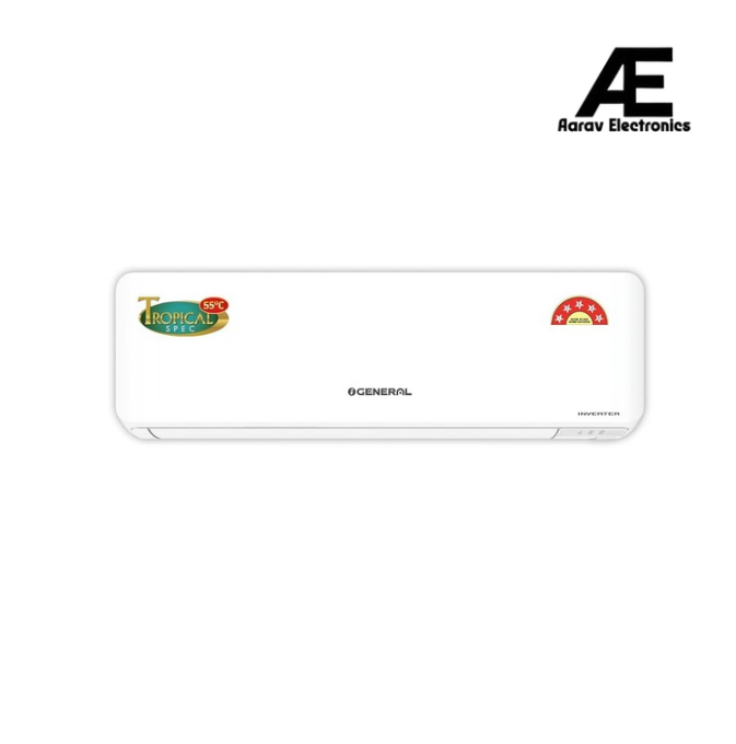 GENERAL 1 Ton BEE 2026 5 Star Rated, Inverter Split AC (ASGG12CGAB-B, White, Copper, 3520W, Powerful Cooling, 10m Long Reach Airflow, 55°C Max, Suitable for 120~150 Sft, Free Standard Installation)