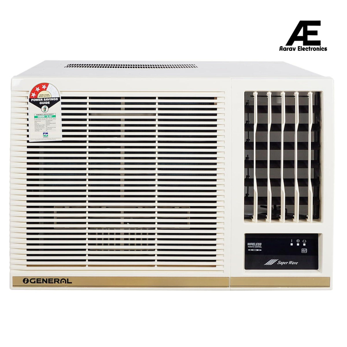 O-General BBAA Series 1.5 Ton 2 Star Window AC With Super Wave Technology 3-Speed Cooling (AXGB18BBAA-B, White)