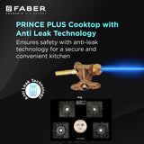 Faber 4 Burner Gas Cooktop with Brass Burners, Manual Ignition & Diamond-Coated Finish – HOB COOKTOP PRINCE PLUS 4BB BK