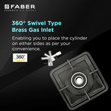 Faber 4 Burner Gas Cooktop with Brass Burners, Manual Ignition & Diamond-Coated Finish – HOB COOKTOP PRINCE PLUS 4BB BK