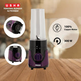 USHA Blender Nutrimagna | 350W| On the Go Blender| Stainless steel blades| Spill proof spout and store lid | 2 speed and pulse operation | Lavender