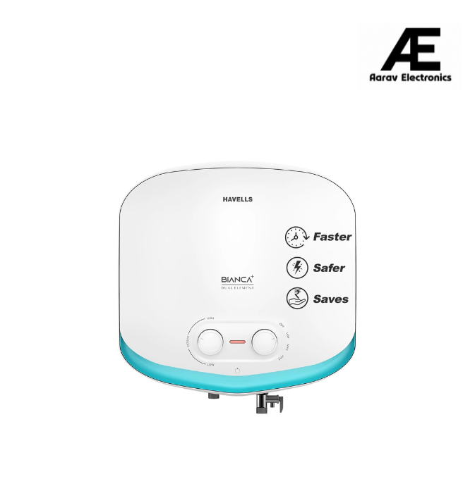 Havells Bianca+ 15L 5 Star Water Heater (White Blue) | Dual Element | Fast Heating Geyser
