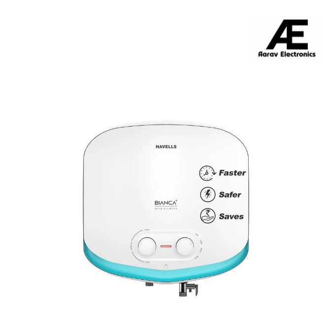 Havells Bianca+ 25L 5 Star Water Heater (White Blue) | Fast Heating | Dual Element