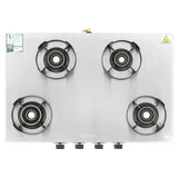 Faber 63 cm 4 Burner Gas Cooktop with Jumbo, Medium & Small Burners, Manual Ignition & Steel Finish – COOKTOP EMBER 4BB SS CI