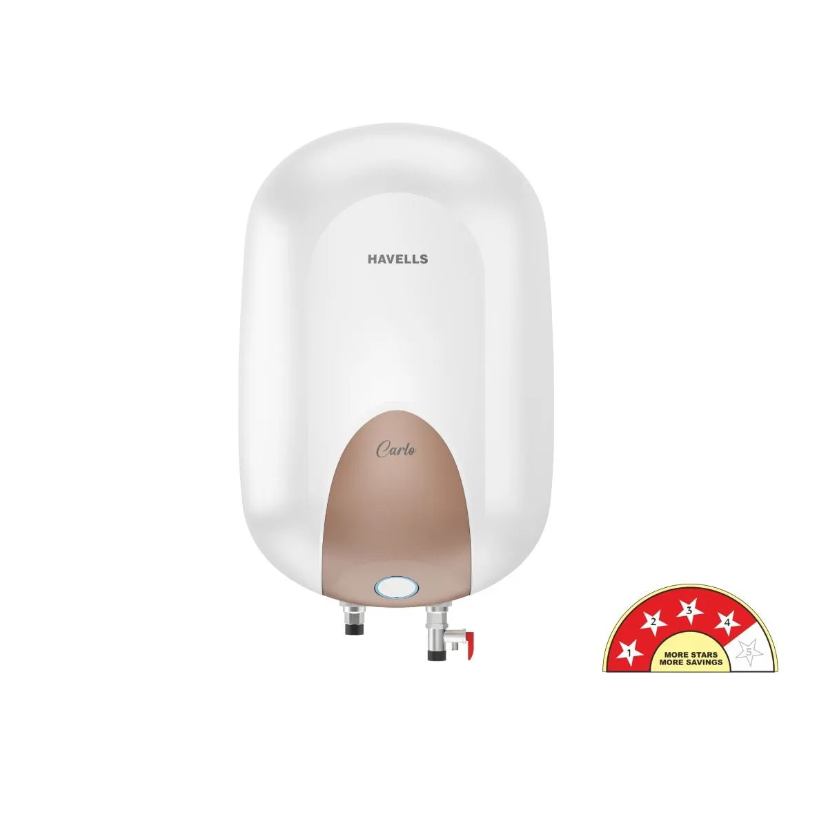 Havells Carlo 15L Premium Geyser | Feroglas Inner Tank, Smart LED Indicator, Dual Safety System | For High-Rise Buildings 7-Year Tank Warranty (White Champagne Gold, 15 Liter)