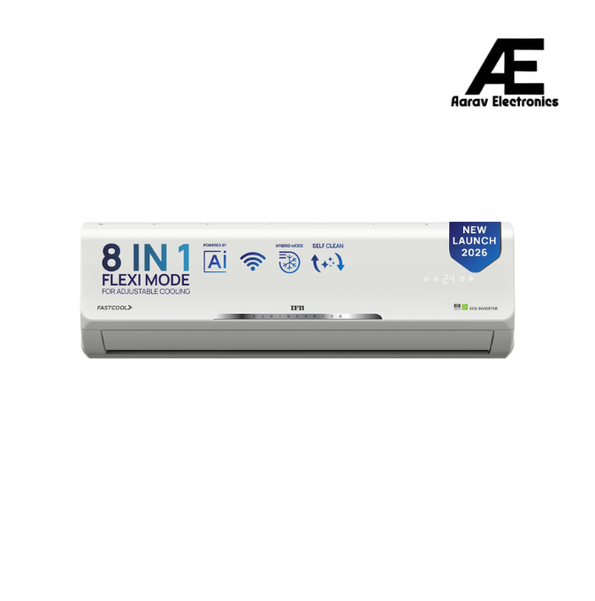 IFB 1.5 Ton 3 Star, New star rated,AI Powered Inverter Split AC,Inbuilt WiFi, Hybrid Mode, 8-in-1 Flexi Mode, Heavy Duty Compressor, Long Air Throw, Self Clean, 100% Copper,CI183SS22SGM3, White