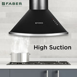 Faber CLASS PRO PB BK LTW 60 Kitchen Chimney, 60 cm, 1000 m³/hr, Baffle Filter, Push Button Control