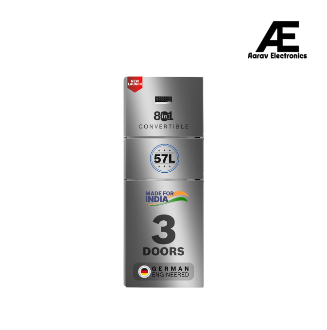 Bosch 302L, 3 Star, MaxFlex Convert Frost Free Triple Door Refrigerator | 8-in-1 Convertible Storage Modes | 57L Extra Convertible Zone | Cool Extend up to 18 hours (CMC33K03NI, Smokey Steel)