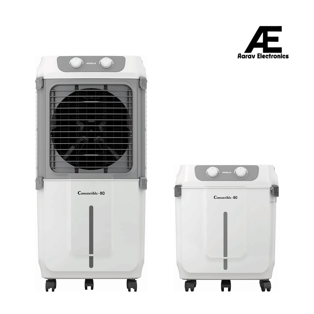 Havells 2-in-1 Convertible 80 L Desert Air Cooler for room, Dual functionality & easy storing, Can be used as side table, 5 Leaf Metal Blade Fan, Powerful Air-Delivery, Bacteria shield honeycomb pads