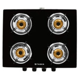 Faber Gas Stove 4 Burner Glass Cooktop (Jumbo 4BB BK)Auto Ignition , Black