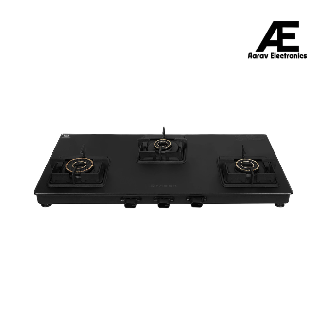 Faber 77 cm 3 Burner Gas Cooktop with Jumbo, Medium & Small Burners, Manual Ignition & Matt Finish – COOKTOP BLOSSOM 3BB BK CI
