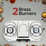 Faber 2 Burner Gas Cooktop with Brass Burners, Manual Ignition & Stainless Steel Finish – HOB COOKTOP CRYSTAL 2BB SS