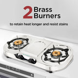 Faber 2 Burner Gas Cooktop with Brass Burners, Manual Ignition & Stainless Steel Finish – HOB COOKTOP CRYSTAL 2BB SS