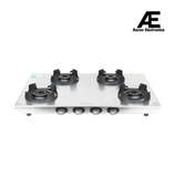 Faber 63 cm 4 Burner Gas Cooktop with Jumbo, Medium & Small Burners, Manual Ignition & Steel Finish – COOKTOP EMBER 4BB SS CI