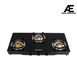 Faber Jumbo 3 Brass Burner Cooktop | 1 Jumbo, 1 Medium, 1 Small | Drip Tray | Toughened Glass | Manual Ignition | Ergonomic Knobs | Anti-Leak Tech | Powder Coated Frame | Jumbo 3BB BK