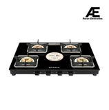 Faber 4 Burner Gas Cooktop with Brass Burners, Non-Auto Ignition & MS Powder-Coated Finish – COOKTOP REMO XL 4BB