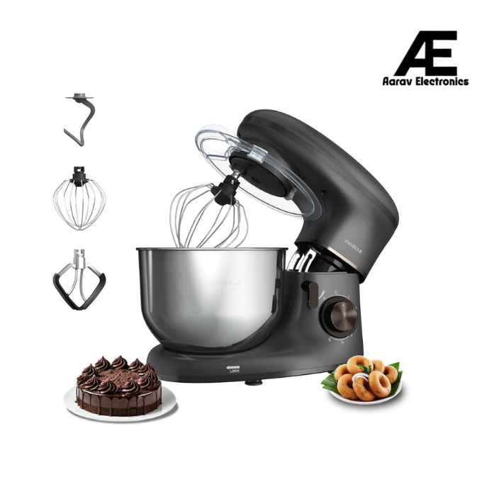 Havells Crescent 1100W Stand Mixer | 5.5L Stainless Steel Bowl | 6 Speed + Pulse Function