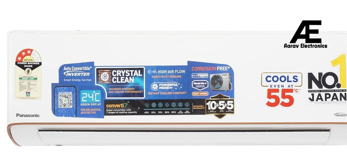 Panasonic EU 7 in 1 Convertible 1.5 Ton 3Star Inverter Split,(100% Copper Condenser, CS/CU-EU18BKY3X), 55°Tested, PM0.1 Filter, Ag Clean, 4Way Swing, High CFM &amp; Eco tough Outdoor,2025 Model