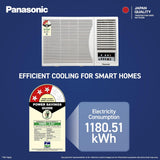 Panasonic 1.5 Ton 3 Star Fixed Speed Window AC (Copper Condenser, 48°C Oper., 2-Way, PM0.1 Filter, Powerful Mode, CW-LN183CM, White)