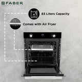 Faber 83 L Built-in Electric Oven with 6 Cooking Functions, Air Fry & 3D Hot Air Circulation - FBIO 83L 6F AF BK