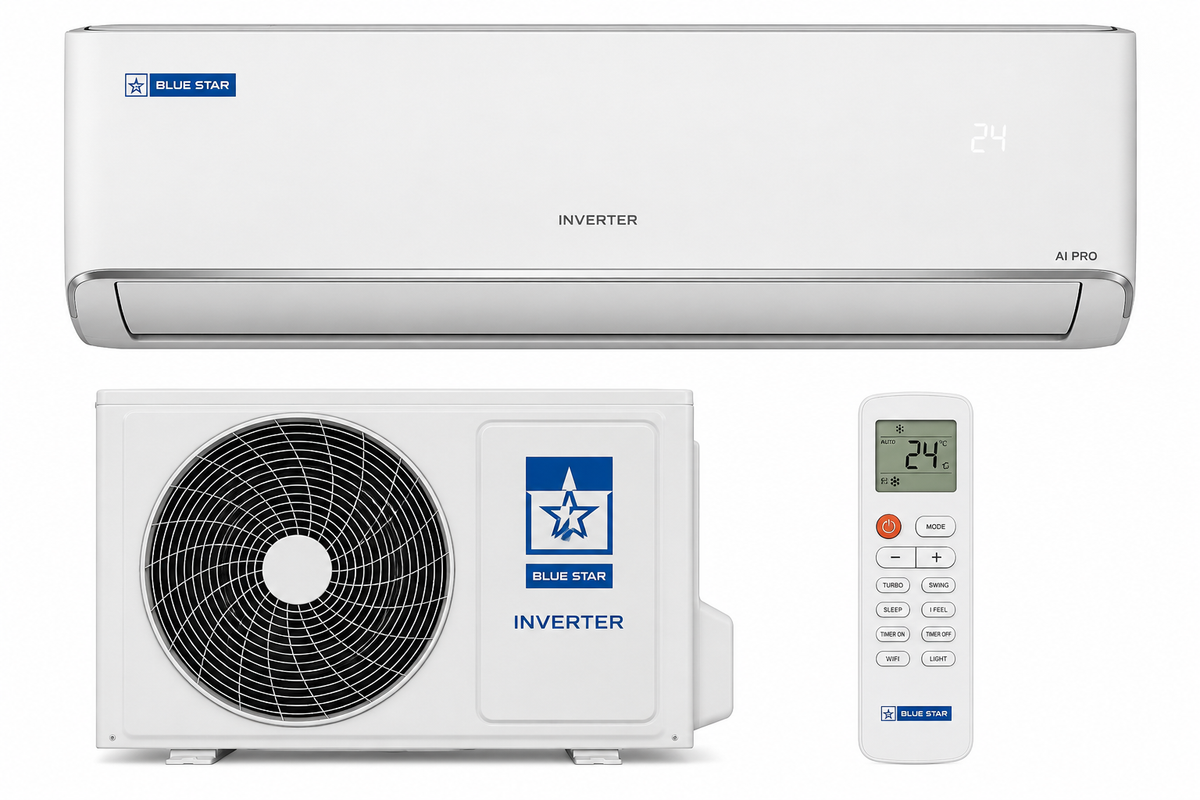 Blue Star IA324VXUS 2 Ton 3 Star Inverter Split Air Conditioner | V Series | Copper Condenser | 4-Way Swing | AI Pro | White