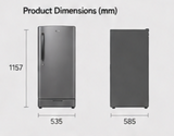 LG GLD2156ZHSM 201L 5 Star Direct Cool Single Door Refrigerator with Smart Inverter Compressor, Base Stand Drawer, Toughened Glass Shelves & Fast Ice Making