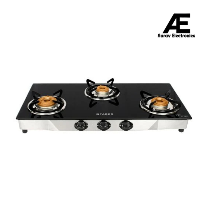 Faber 77 cm 3 Burner Gas Cooktop with Brass Burners, Manual Ignition, 92 mm Jumbo Burner & Stainless Steel Finish – Cooktop Jumbo 3BB SS