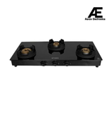 Faber 77 cm 3 Burner Gas Cooktop with Brass Burners, Manual Ignition & Powder-Coated Finish – Cooktop Onyx 3BB BK CI
