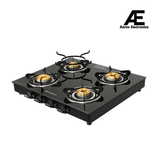 Faber 4 Burner Gas Cooktop with Brass Burners, Manual Ignition & Powder-Coated Finish – Cooktop Power 4BB BK