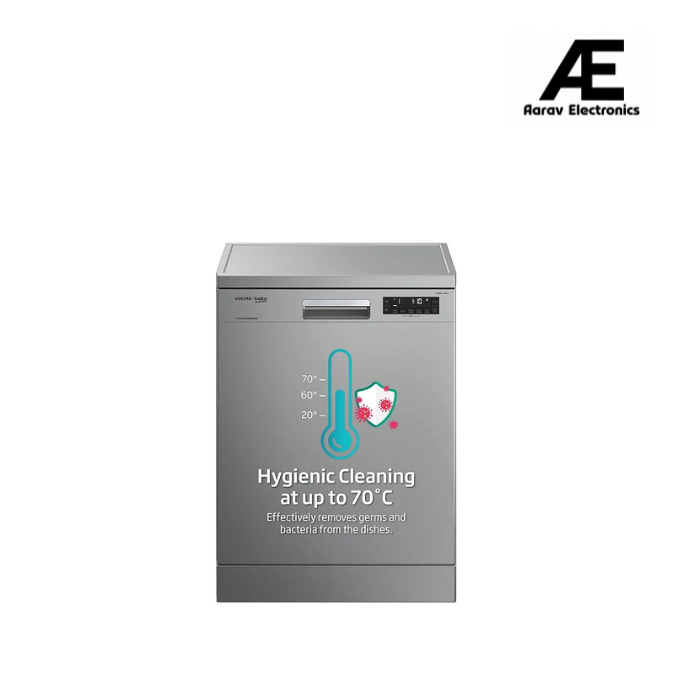 Voltas Beko 14 Place Setting Dishwasher, AquaFlex, AquaIntense (DF14S2,Silver), Free 1 Year Extended warranty