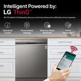 LG 14 Place Settings Inverter Direct Drive, Wi-Fi Free Standing Dishwasher (DFB424FP, Silver, Silent Operation, Tough Stain Removal, Adjustable racks &amp; TrueSteam)