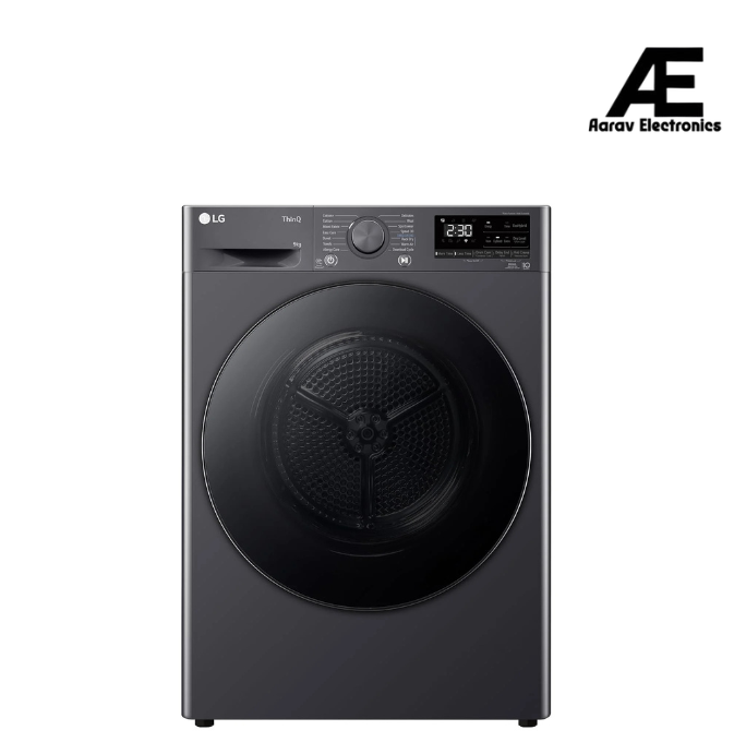 LG 9 Kg, Wi-Fi, Dual Inverter Heat Pump, Eco-Hybrid Technology Fully Automatic Front Load Dryer (DHV09SAM, Double Layer Air Filter, Allergy Care, Auto Cleaning Condenser, Middle Black)