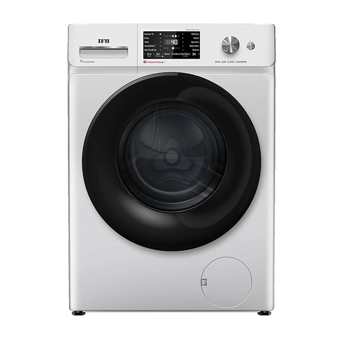IFB 6 Kg 5 Star Powered by AI with 9 Swirl Wash, Fully Automatic Front Load Washing Machine (Diva SXN 6010K CMS,Steam Refresh Program with Eco Inverter,1000 RPM,Rich Silver, )