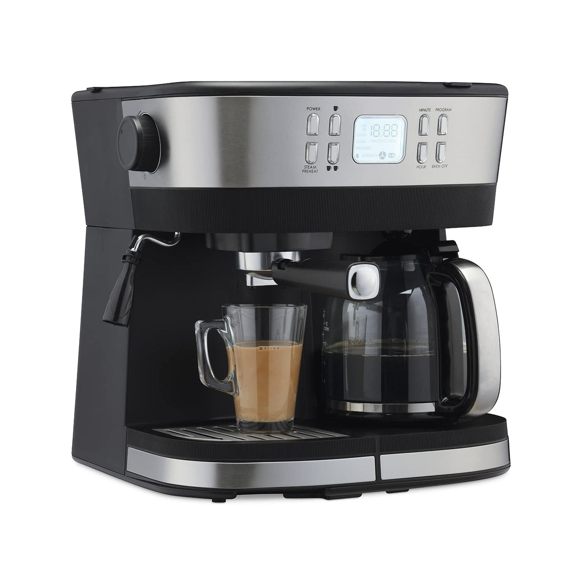 Morphy Richards DuoPresso 2-in-1 Coffee Maker|Drip &amp; Espresso| 15 bar Pressure| Digital Display|Removable Drip Tray| Upto 10 cups* of Coffee| Keep Warm Tray| 2-Yr Warranty by Brand|Black