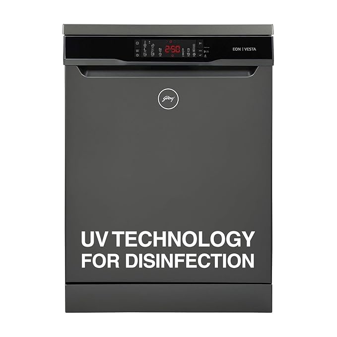 Godrej Eon Dishwasher |12 place setting | Anti-Germ CrystaLight powered by UV Technology | Extra Hygiene Function| Perfect for Indian Kitchen| A+++ Energy rating | DWF EON VES 12B UTI GPGR
