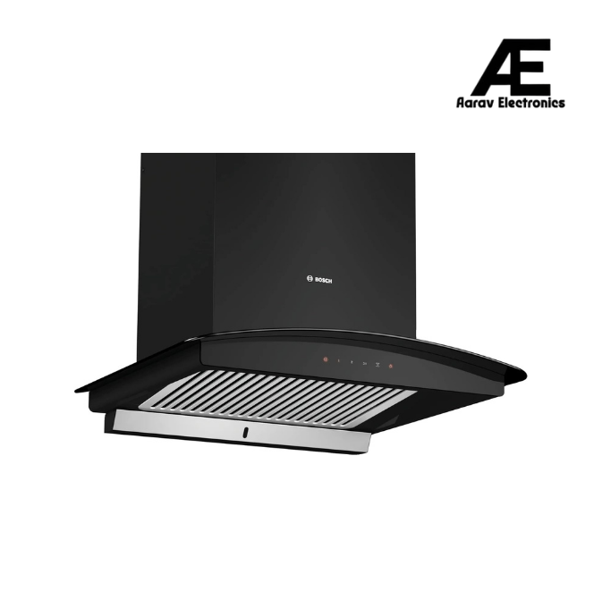 Bosch 60 cm Self Clean Technology glass Kitchen Chimney (HOOD DWHA68G60I, Oil collector Filter technology, Touch Control, Black) (DWHA68G60I)