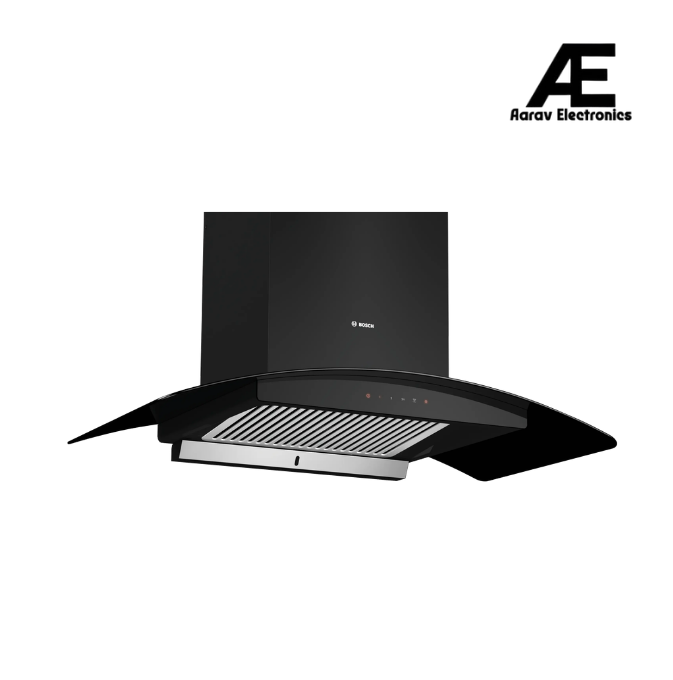 Bosch Series 4 90cm Wall-Mounted Chimney | 630 m³/hr Suction | Matt Black Finish | 65 dB Noise Level | Stainless Steel Body - DWHA98G60I
