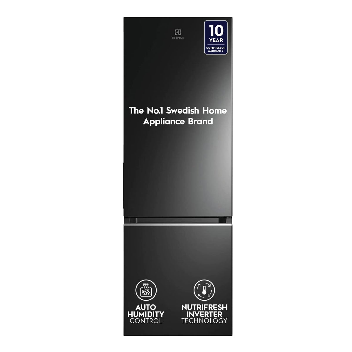 Electrolux 360L Frost Free Inverter Double Door Refrigerator, Bottom Freezer, TasteLockAuto &amp; TasteSeal Technology, Glossy Black Steel, UltimateTaste 300, EBB3702K-H