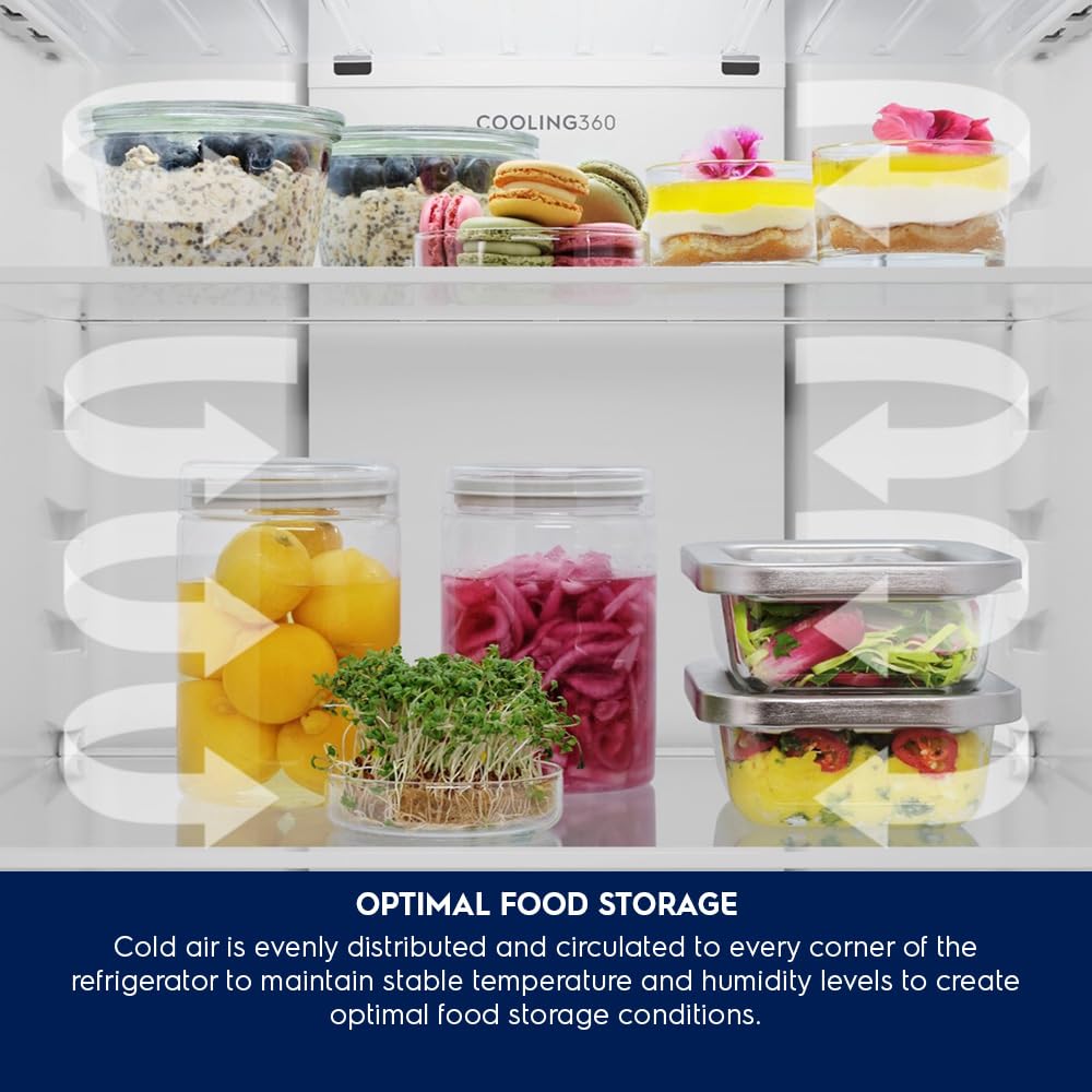 Electrolux 425L 1 Star Double Door Refrigerator with AI CoolAssist, Bottom Mount Freezer, GreenZone Technology, Cooling 360, Inverter, Frost Free, UltimateTaste 700, EBE4302C-S, Stainless Steel