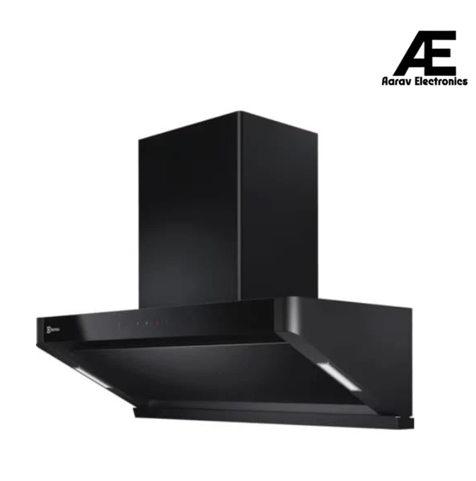 Electrolux 90cm semi vertical Chimney for up to 500 sqft Kitchen, Filter-Free, PowerBoost, UltimateTaste 700, Stainless Steel, (ECS9939KB,Black Metal)