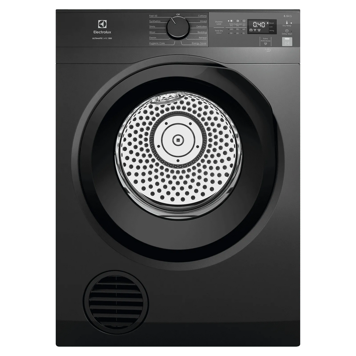 Elextrolux 8.5 kg Fully Automatic Front Load Dryer (UltimateCare 300, EDV854N3SB, Reverse Tumbling Technology, Dark Silver)