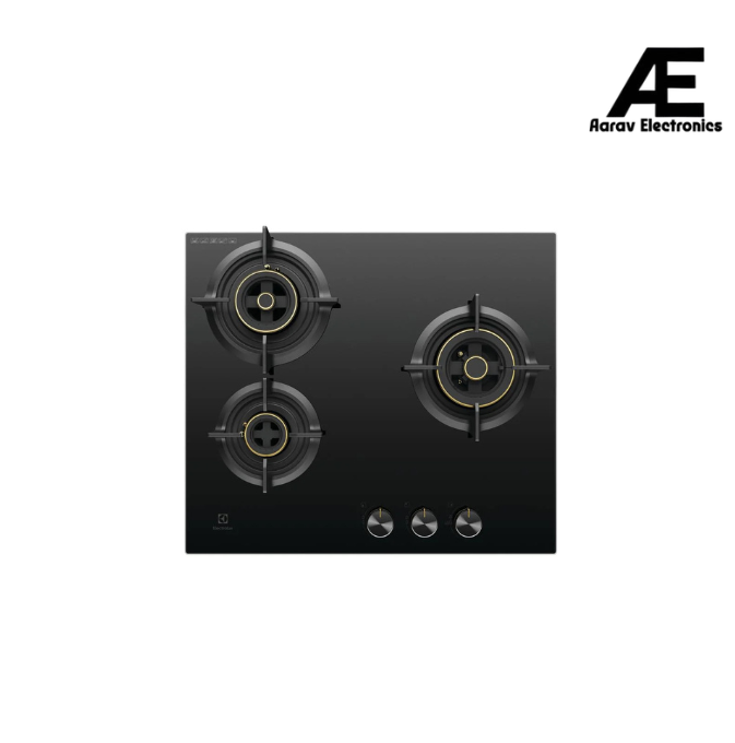 Electrolux 3 Burner Auto Ignition Glass Top 60cm Built-in Gas Hob, UltimateTaste 300, Black, EHG6330BC