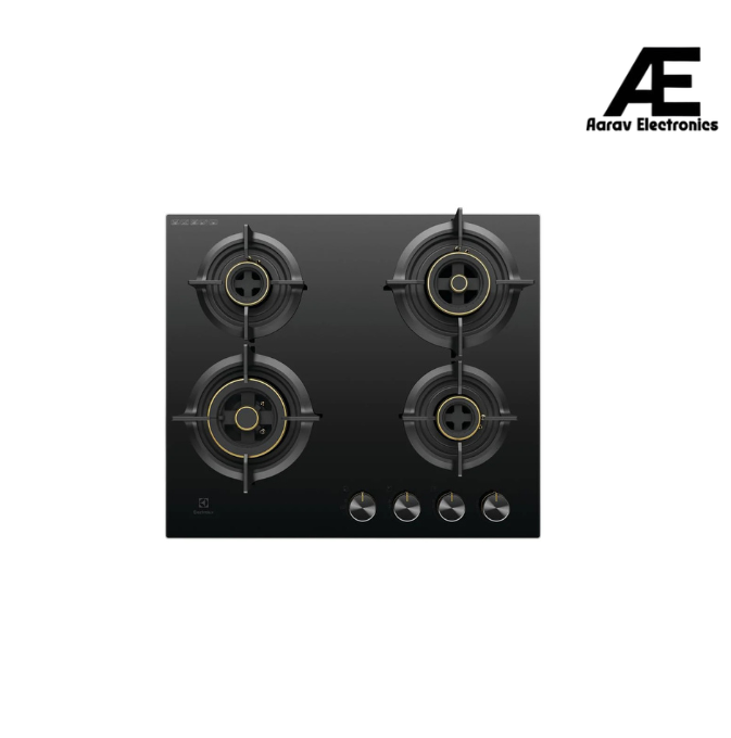 Electrolux 4 Burner Auto Ignition Glass Top 60cm Built-in Gas Hob, UltimateTaste 300, Black, EHG6430BC